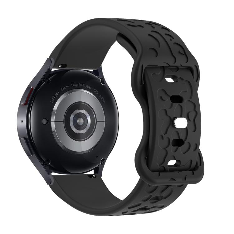 22mm Kalebol Leopard Print Butterfly Buckle Silicone Watch Band(Black)