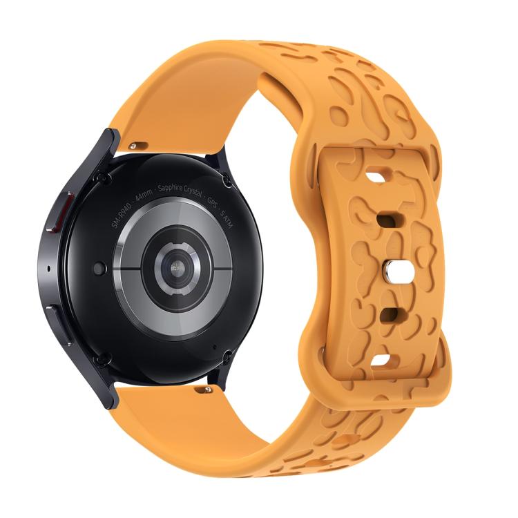 22mm Kalebol Leopard Print Butterfly Buckle Silicone Watch Band(Yellow)