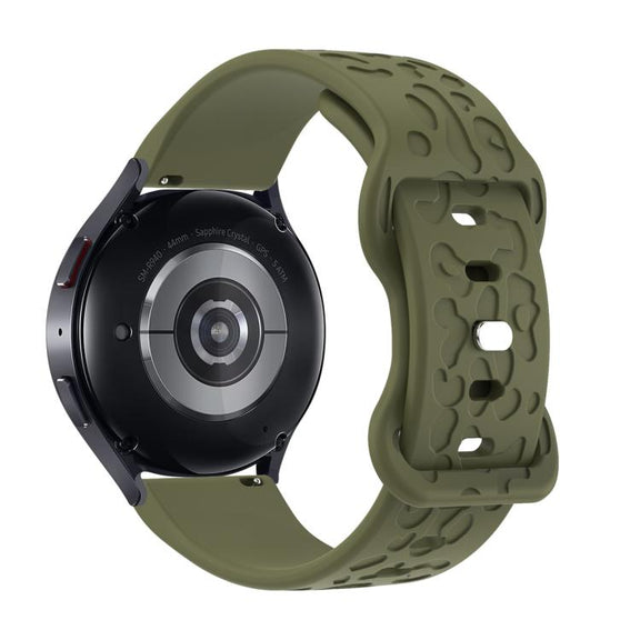 22mm Kalebol Leopard Print Butterfly Buckle Silicone Watch Band(Army Green)