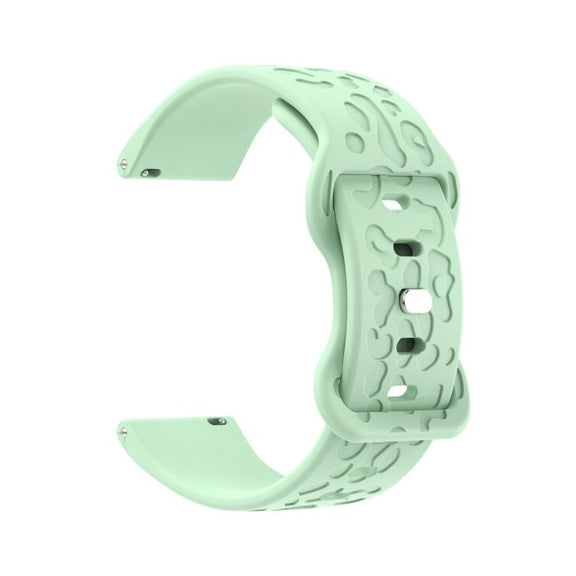 22mm Kalebol Leopard Print Butterfly Buckle Silicone Watch Band(Teal Blue)