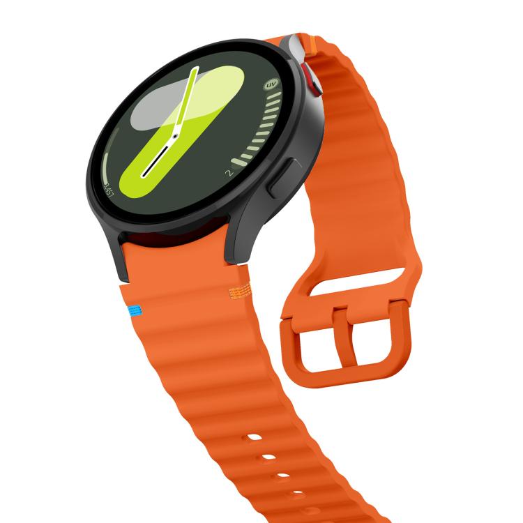 For Samsung Galaxy Watch 7  / 6 / 5 / 4 Kalebol Wave Stitching Silicone Watch Band(Orange)