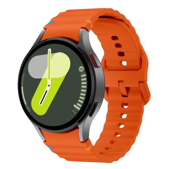 For Samsung Galaxy Watch 7  / 6 / 5 / 4 Kalebol Wave Stitching Silicone Watch Band(Orange)