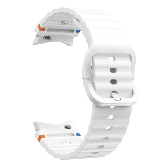 For Samsung Galaxy Watch 7  / 6 / 5 / 4 Kalebol Wave Stitching Silicone Watch Band(Official White)