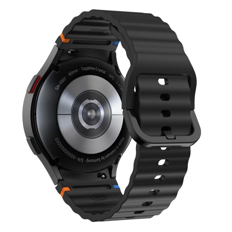 For Samsung Galaxy Watch 7  / 6 / 5 / 4 Kalebol Wave Stitching Silicone Watch Band(Black)