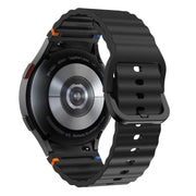 For Samsung Galaxy Watch 7  / 6 / 5 / 4 Kalebol Wave Stitching Silicone Watch Band(Black)