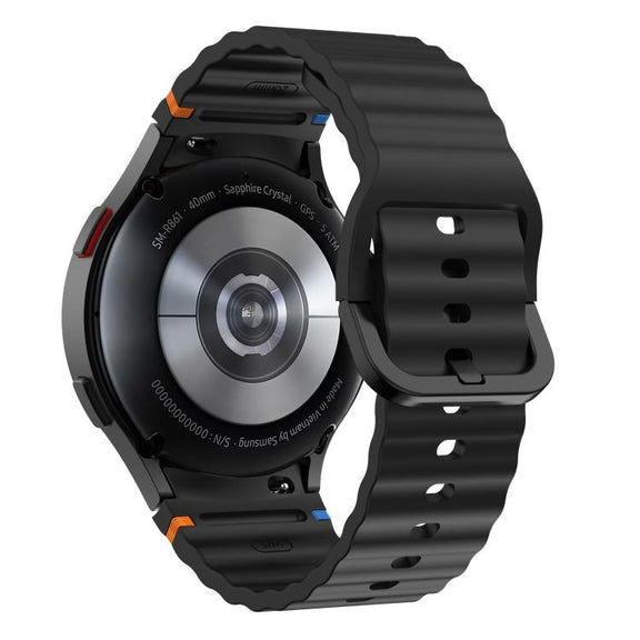 For Samsung Galaxy Watch 7  / 6 / 5 / 4 Kalebol Wave Stitching Silicone Watch Band(Black)