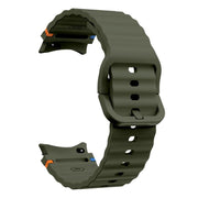 For Samsung Galaxy Watch 7  / 6 / 5 / 4 Kalebol Wave Stitching Silicone Watch Band(Army Green)