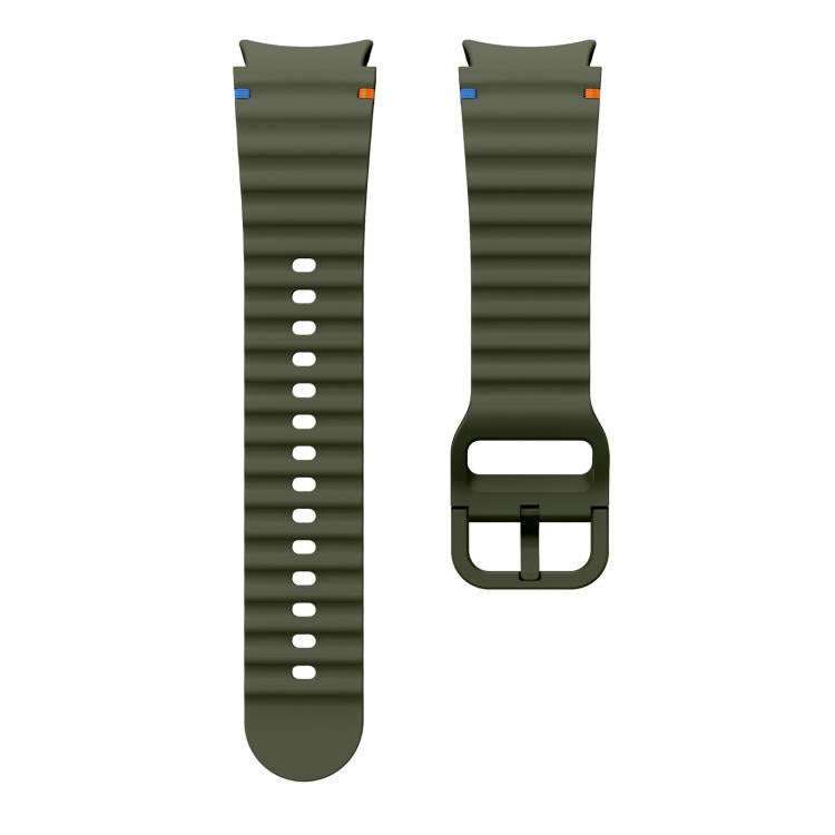 For Samsung Galaxy Watch 7  / 6 / 5 / 4 Kalebol Wave Stitching Silicone Watch Band(Army Green)