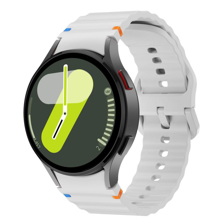 For Samsung Galaxy Watch 7  / 6 / 5 / 4 Kalebol Wave Stitching Silicone Watch Band(Light Grey)