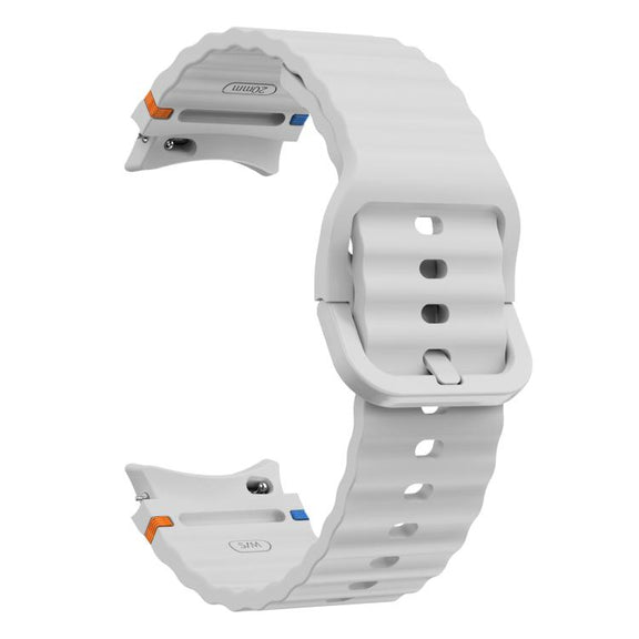 For Samsung Galaxy Watch 7  / 6 / 5 / 4 Kalebol Wave Stitching Silicone Watch Band(Light Grey)