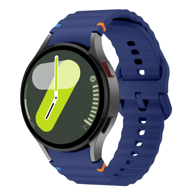 For Samsung Galaxy Watch 7  / 6 / 5 / 4 Kalebol Wave Stitching Silicone Watch Band(Midnight Blue)