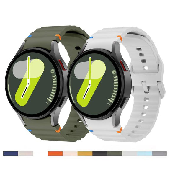 For Samsung Galaxy Watch 7  / 6 / 5 / 4 Kalebol Wave Stitching Silicone Watch Band(Black)