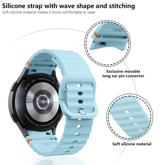 For Samsung Galaxy Watch 7  / 6 / 5 / 4 Kalebol Wave Stitching Silicone Watch Band(Space Grey)