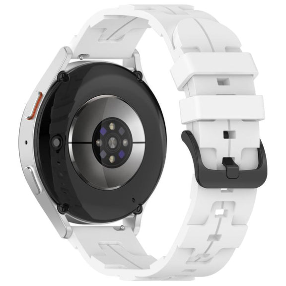 20mm Kalebol Solid Color Black Buckle Round Tail Silicone Watch Band(White)