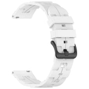 20mm Kalebol Solid Color Black Buckle Round Tail Silicone Watch Band(White)
