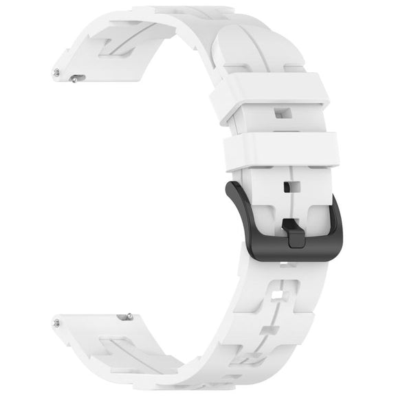 20mm Kalebol Solid Color Black Buckle Round Tail Silicone Watch Band(White)