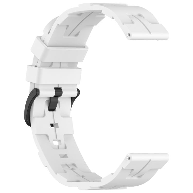 20mm Kalebol Solid Color Black Buckle Round Tail Silicone Watch Band(White)