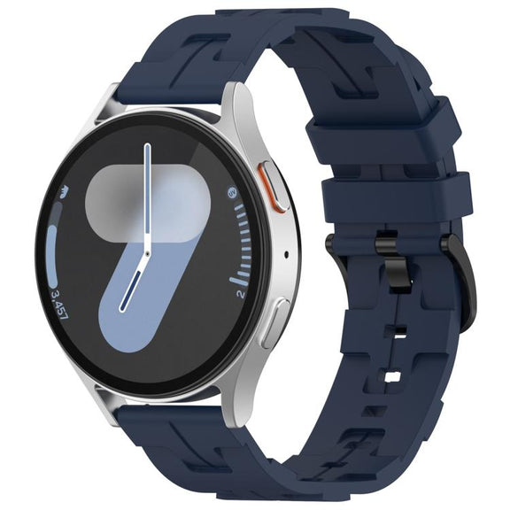 20mm Kalebol Solid Color Black Buckle Round Tail Silicone Watch Band(Navy Blue)