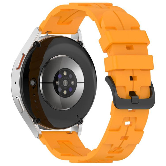 20mm Kalebol Solid Color Black Buckle Round Tail Silicone Watch Band(Yellow)