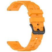 20mm Kalebol Solid Color Black Buckle Round Tail Silicone Watch Band(Yellow)