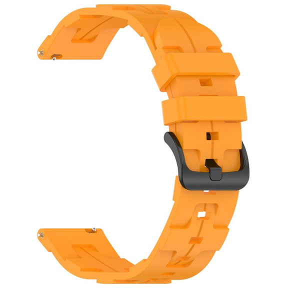 20mm Kalebol Solid Color Black Buckle Round Tail Silicone Watch Band(Yellow)
