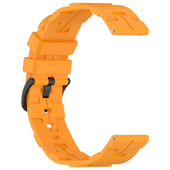 20mm Kalebol Solid Color Black Buckle Round Tail Silicone Watch Band(Yellow)