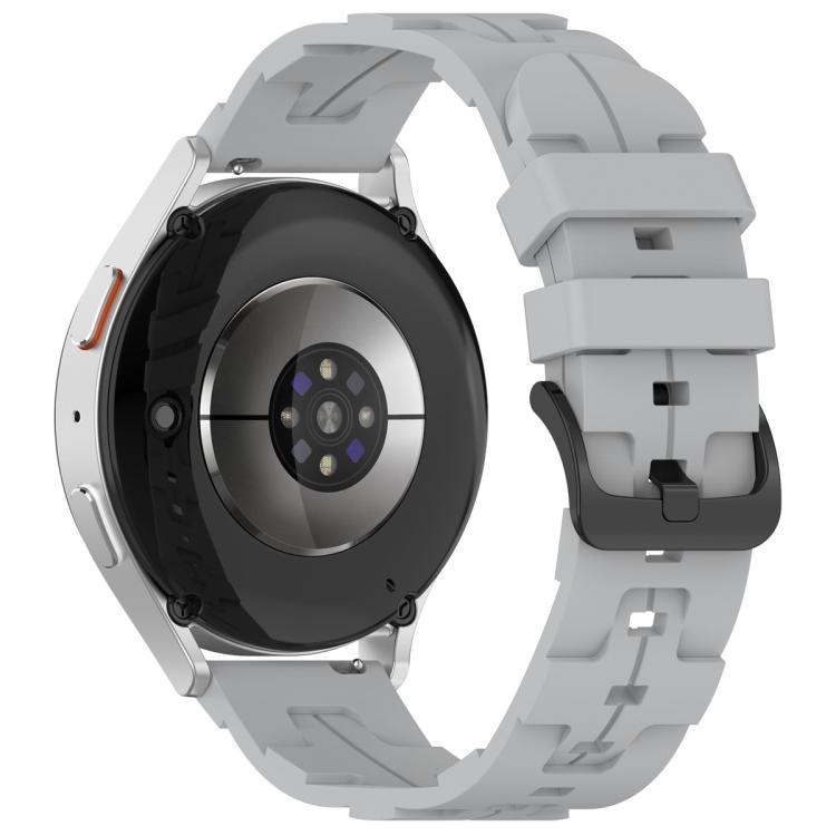 20mm Kalebol Solid Color Black Buckle Round Tail Silicone Watch Band(Grey)