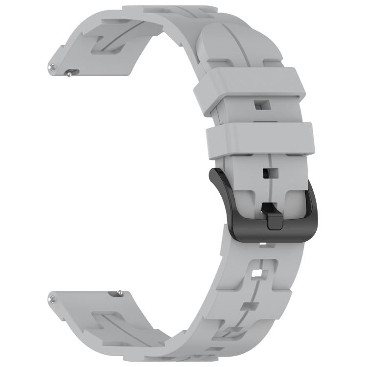 20mm Kalebol Solid Color Black Buckle Round Tail Silicone Watch Band(Grey)