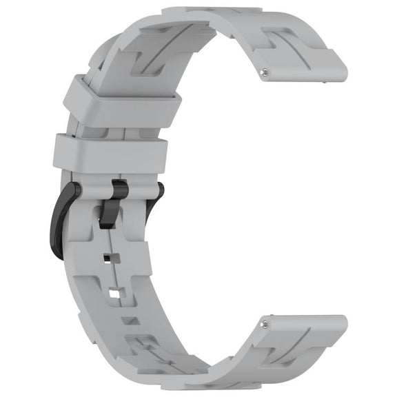 20mm Kalebol Solid Color Black Buckle Round Tail Silicone Watch Band(Grey)