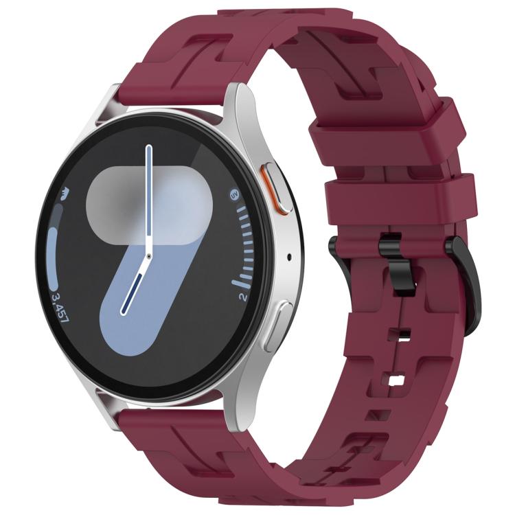 20mm Kalebol Solid Color Black Buckle Round Tail Silicone Watch Band(Wine Red)