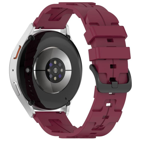 20mm Kalebol Solid Color Black Buckle Round Tail Silicone Watch Band(Wine Red)