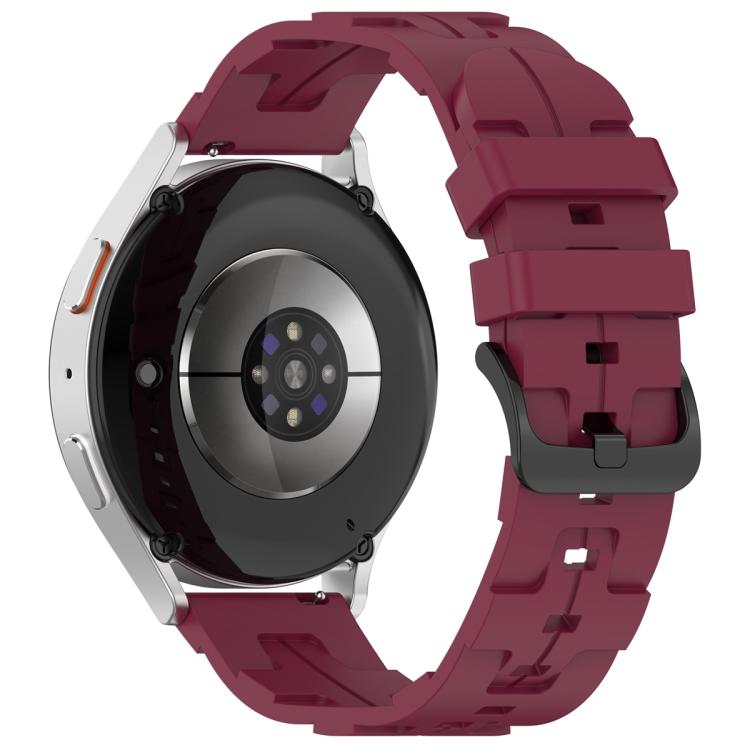 20mm Kalebol Solid Color Black Buckle Round Tail Silicone Watch Band(Wine Red)