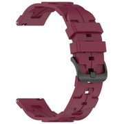 20mm Kalebol Solid Color Black Buckle Round Tail Silicone Watch Band(Wine Red)