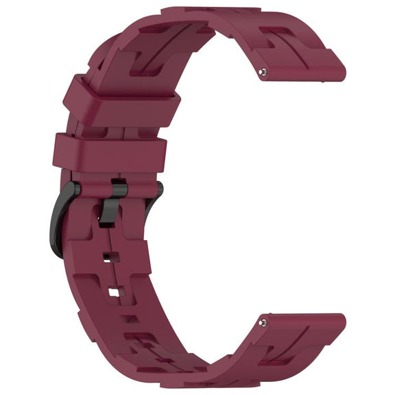 20mm Kalebol Solid Color Black Buckle Round Tail Silicone Watch Band(Wine Red)