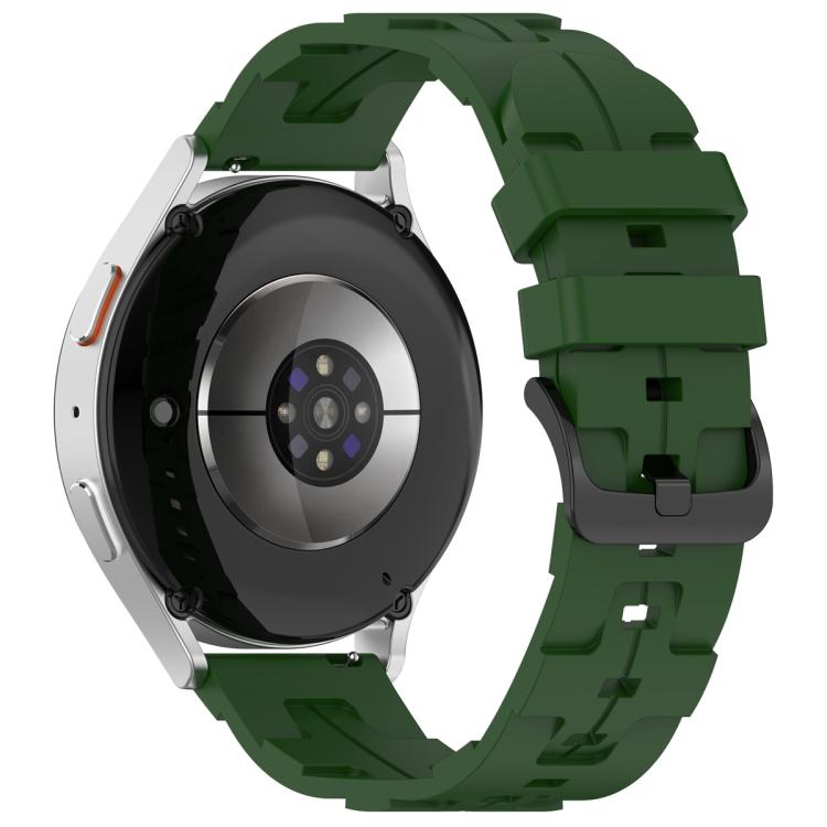 20mm Kalebol Solid Color Black Buckle Round Tail Silicone Watch Band(Army Green)
