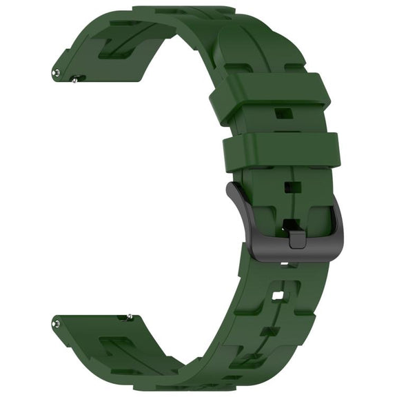 20mm Kalebol Solid Color Black Buckle Round Tail Silicone Watch Band(Army Green)