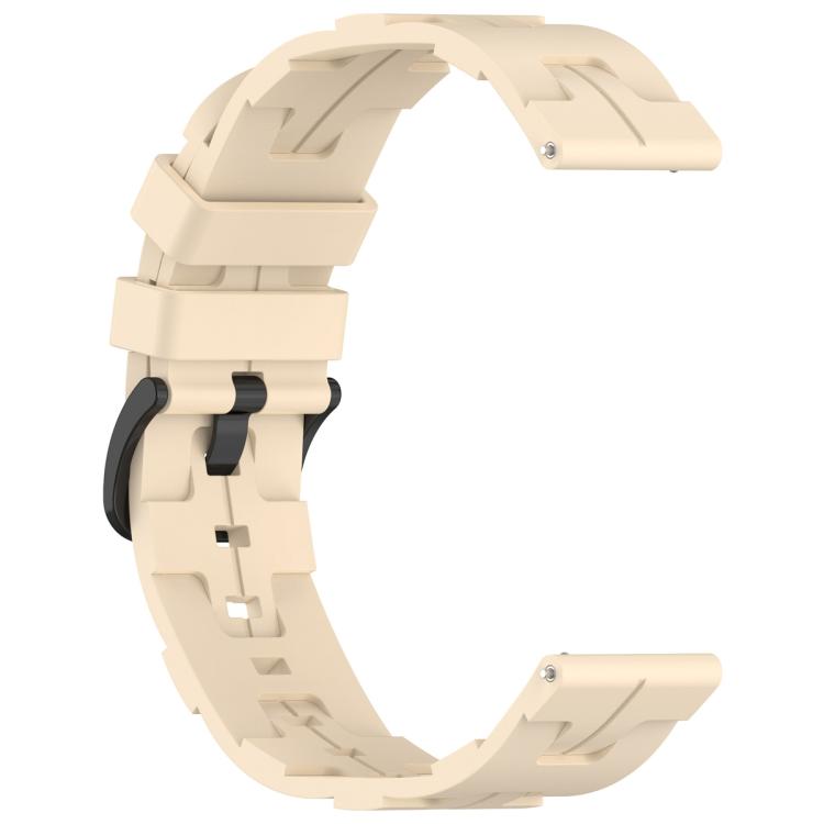 20mm Kalebol Solid Color Black Buckle Round Tail Silicone Watch Band(Cream Color)