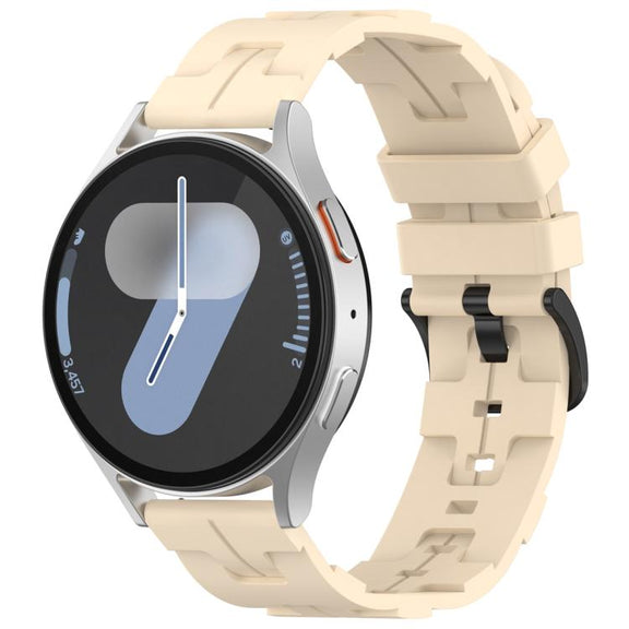 20mm Kalebol Solid Color Black Buckle Round Tail Silicone Watch Band(Cream Color)