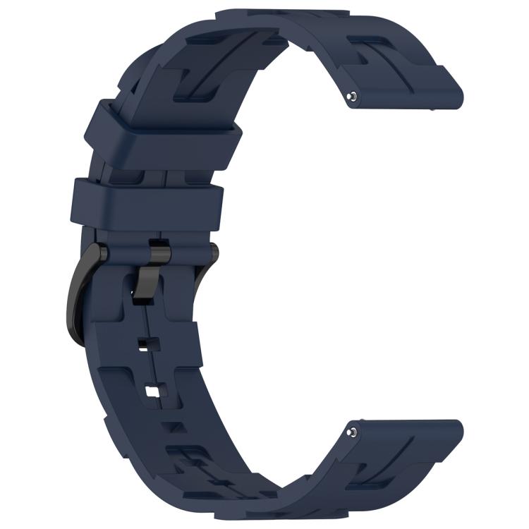22mm Kalebol Solid Color Black Buckle Round Tail Silicone Watch Band(Navy Blue)