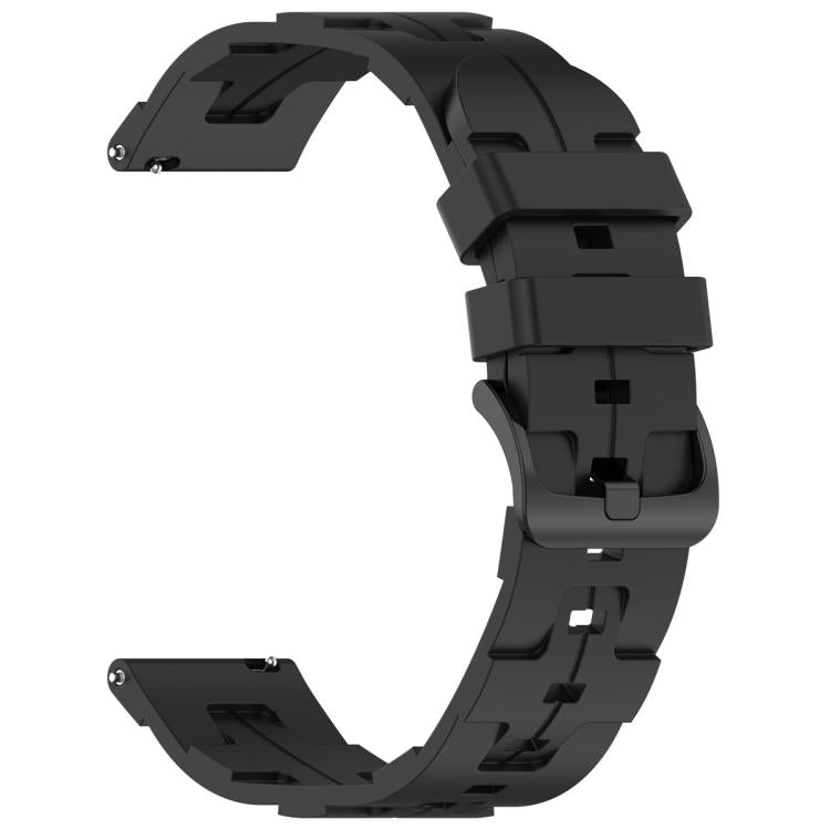 22mm Kalebol Solid Color Black Buckle Round Tail Silicone Watch Band(Black)