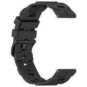 22mm Kalebol Solid Color Black Buckle Round Tail Silicone Watch Band(Black)