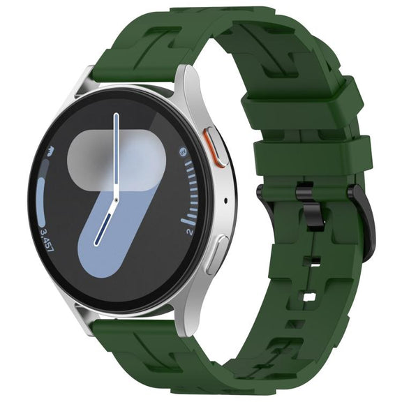 22mm Kalebol Solid Color Black Buckle Round Tail Silicone Watch Band(Army Green)