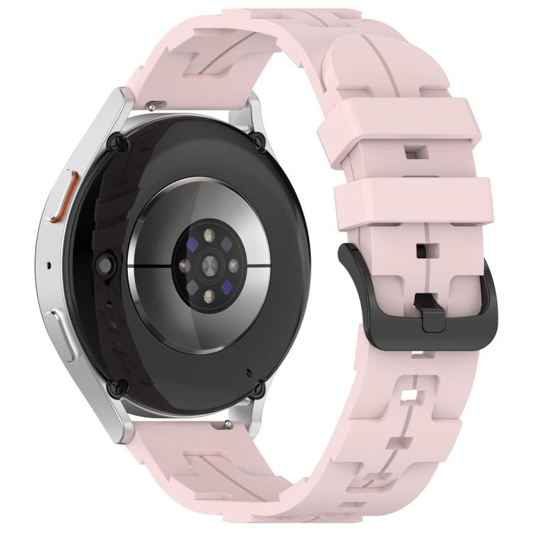 22mm Kalebol Solid Color Black Buckle Round Tail Silicone Watch Band(Rose Pink)