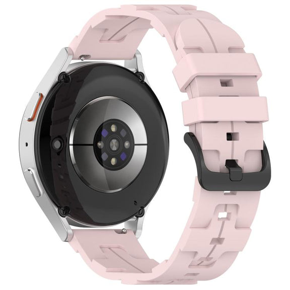 22mm Kalebol Solid Color Black Buckle Round Tail Silicone Watch Band(Rose Pink)