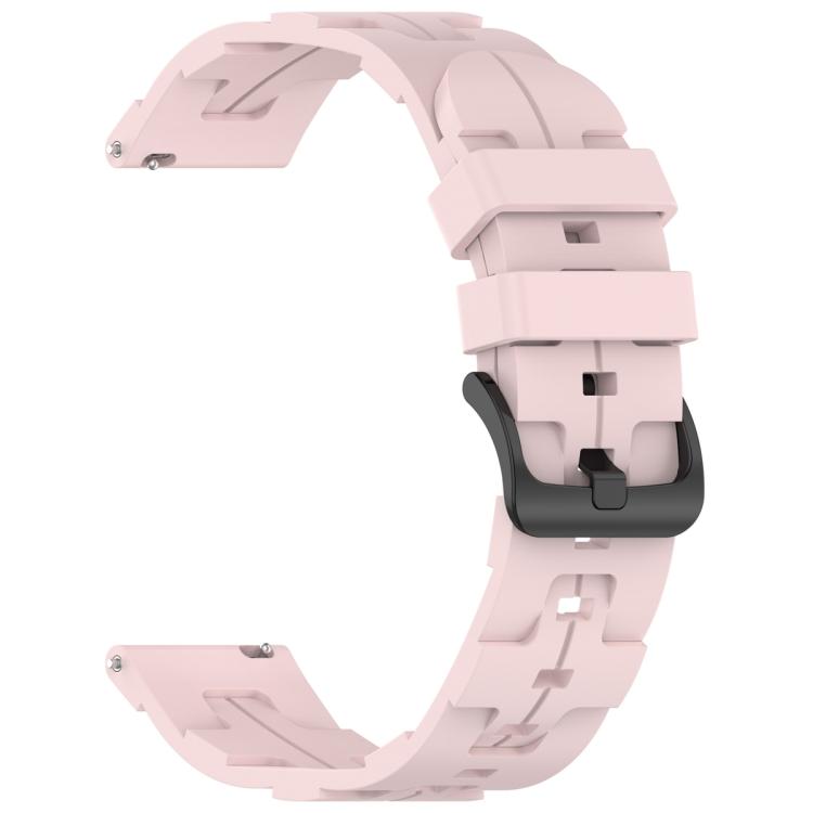 22mm Kalebol Solid Color Black Buckle Round Tail Silicone Watch Band(Rose Pink)