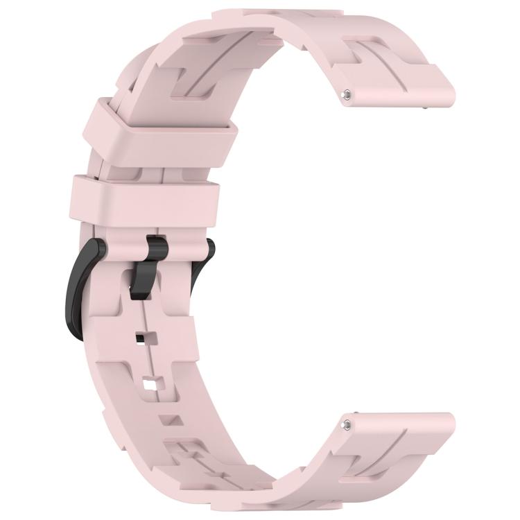 22mm Kalebol Solid Color Black Buckle Round Tail Silicone Watch Band(Rose Pink)