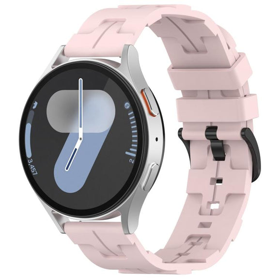 22mm Kalebol Solid Color Black Buckle Round Tail Silicone Watch Band(Rose Pink)