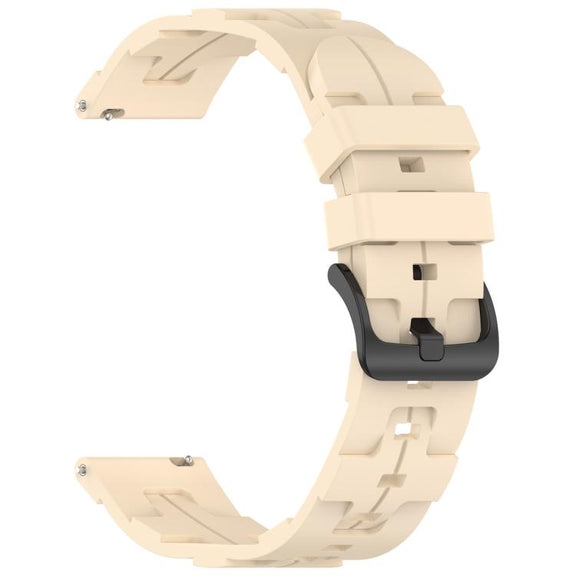 22mm Kalebol Solid Color Black Buckle Round Tail Silicone Watch Band(Cream Color)