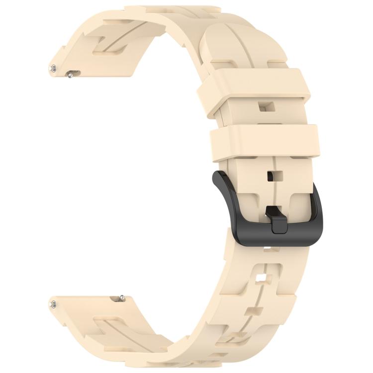 22mm Kalebol Solid Color Black Buckle Round Tail Silicone Watch Band(Cream Color)