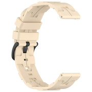 22mm Kalebol Solid Color Black Buckle Round Tail Silicone Watch Band(Cream Color)